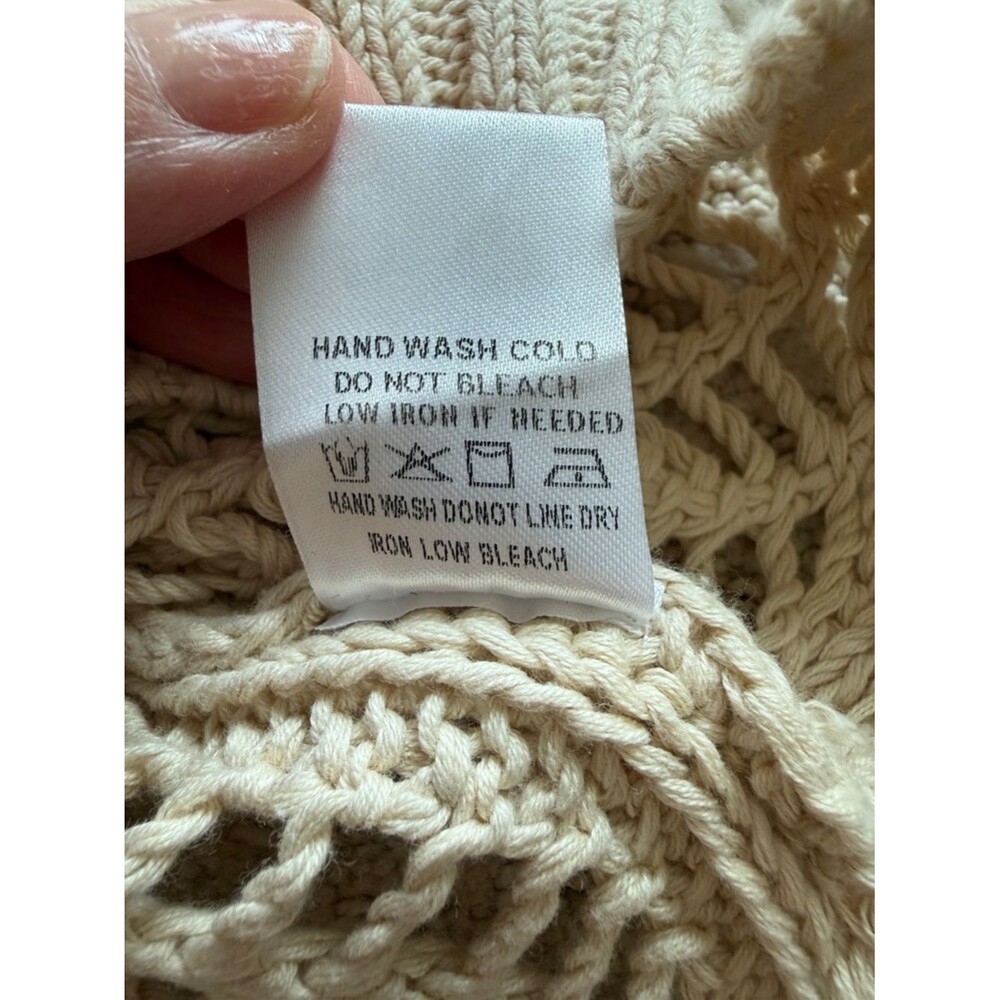 Urban Daizy Large Light Cream Open-Knit Cotton Summer Women's Sweater - Picture 11 of 12